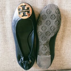 Tory Burch Minnie travel ballet Flats navy & gold